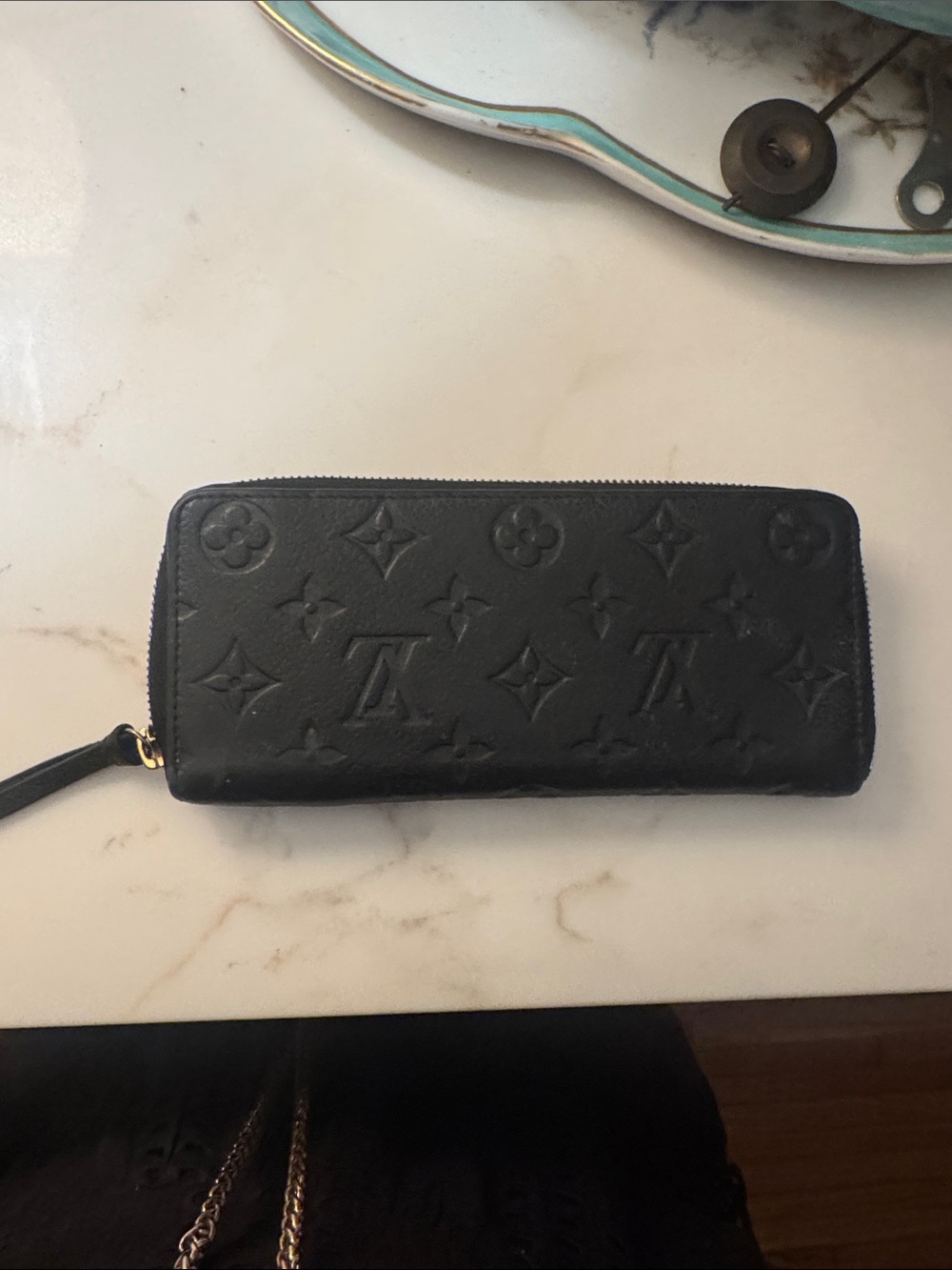 Louis Vuitton Black Embossed Monogram Zip Wallet